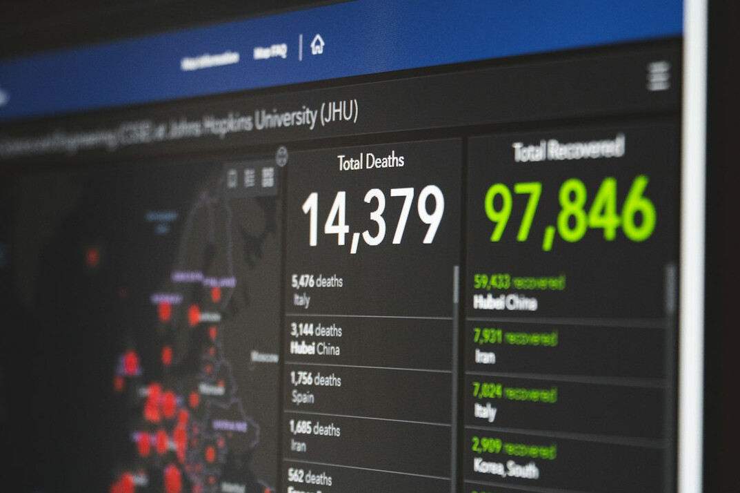 data dashboard on screen